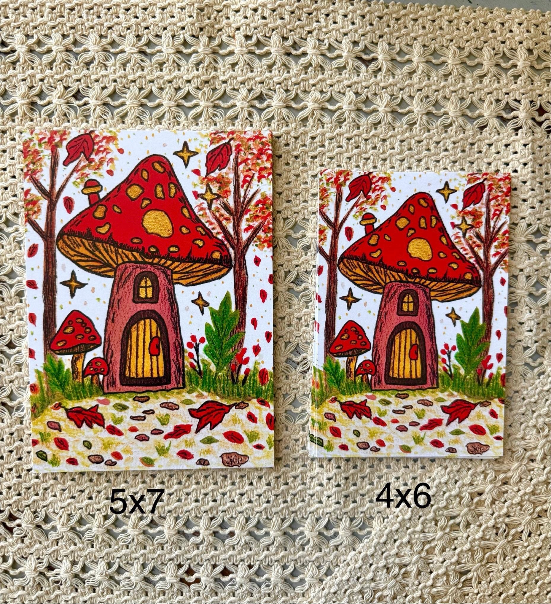 Mushroom Art Print | Whimsical Mushroom Illustration | Mushroom Wall Art | Cozy Cottagecore Decor