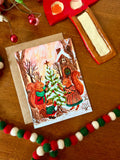 Squirrel Family Christmas Card – Watercolor Woodland Greeting