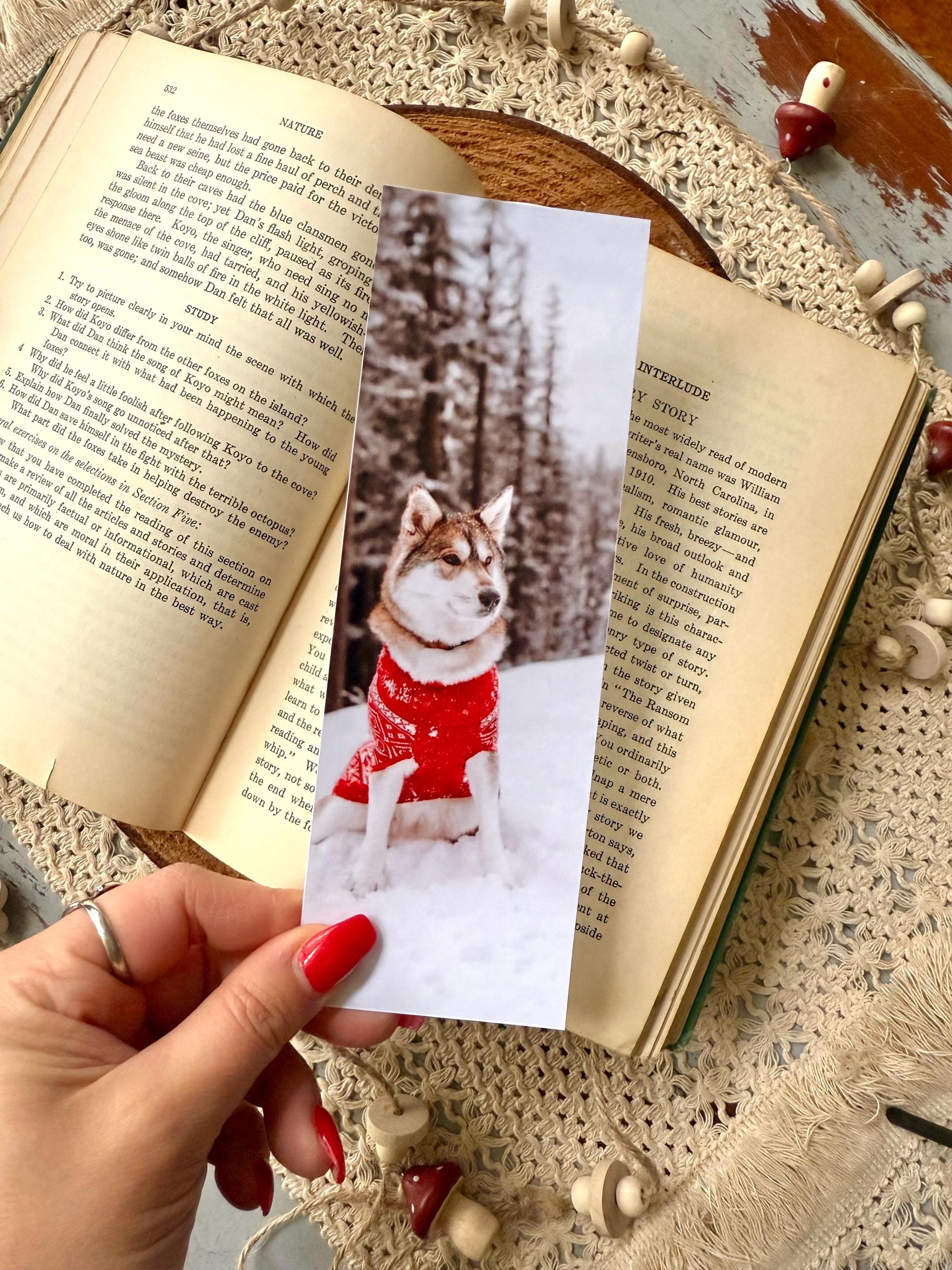 Husky Snow Bookmark | Winter Dog Photography | Husky Nova Bookmark | Book Lover Gifts, Dog Bookmarks