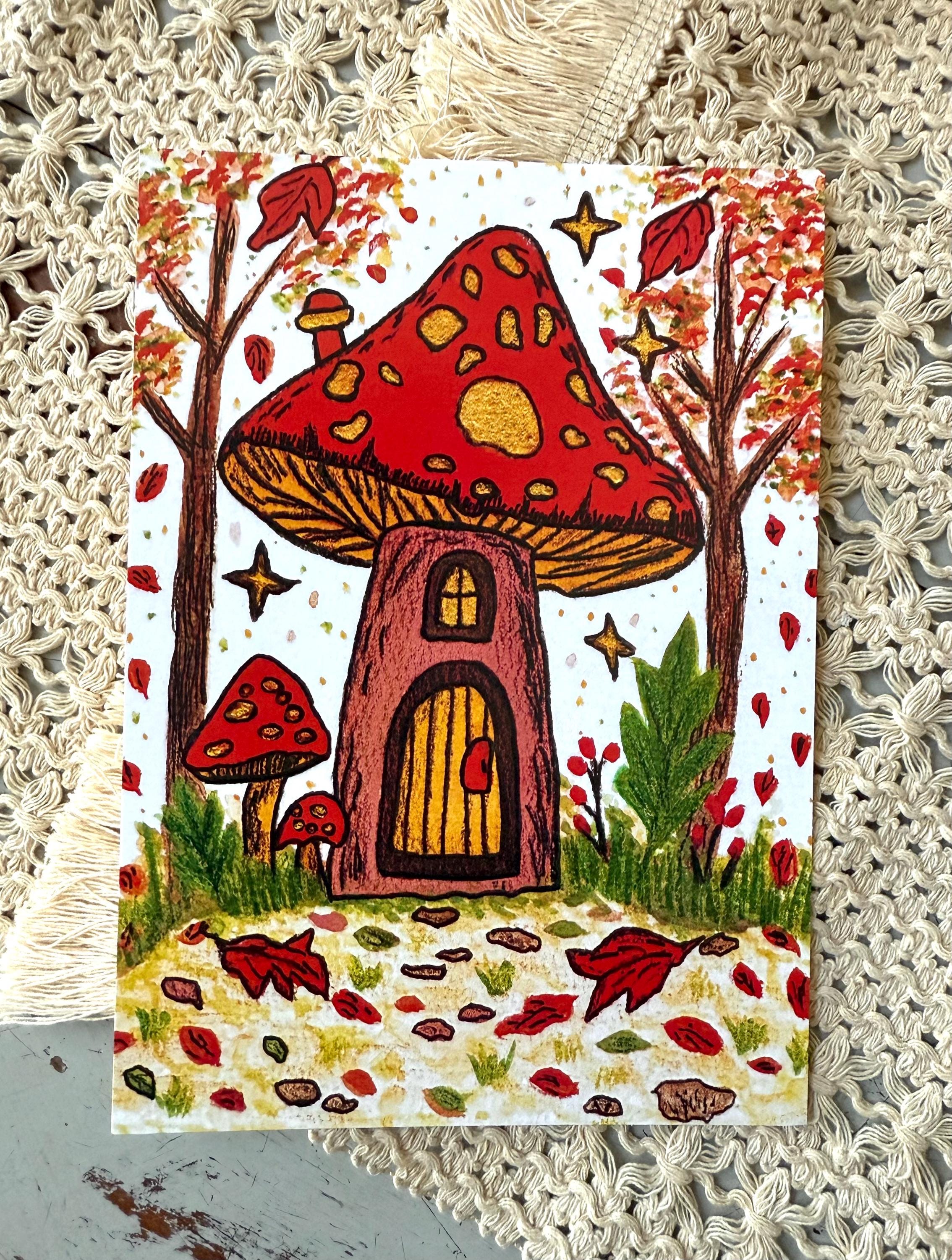 Mushroom Art Print | Whimsical Mushroom Illustration | Mushroom Wall Art | Cozy Cottagecore Decor