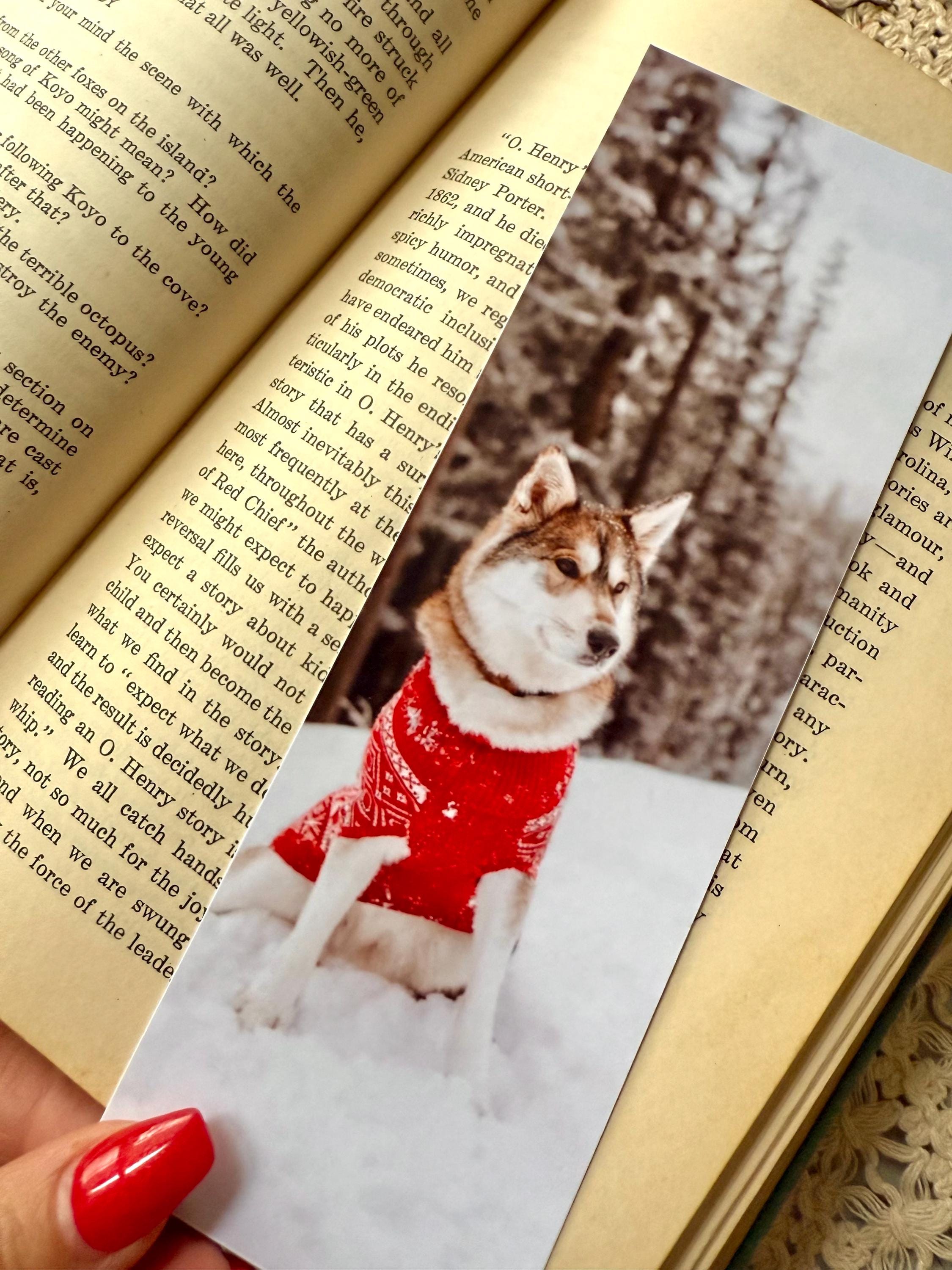 Husky Snow Bookmark | Winter Dog Photography | Husky Nova Bookmark | Book Lover Gifts, Dog Bookmarks