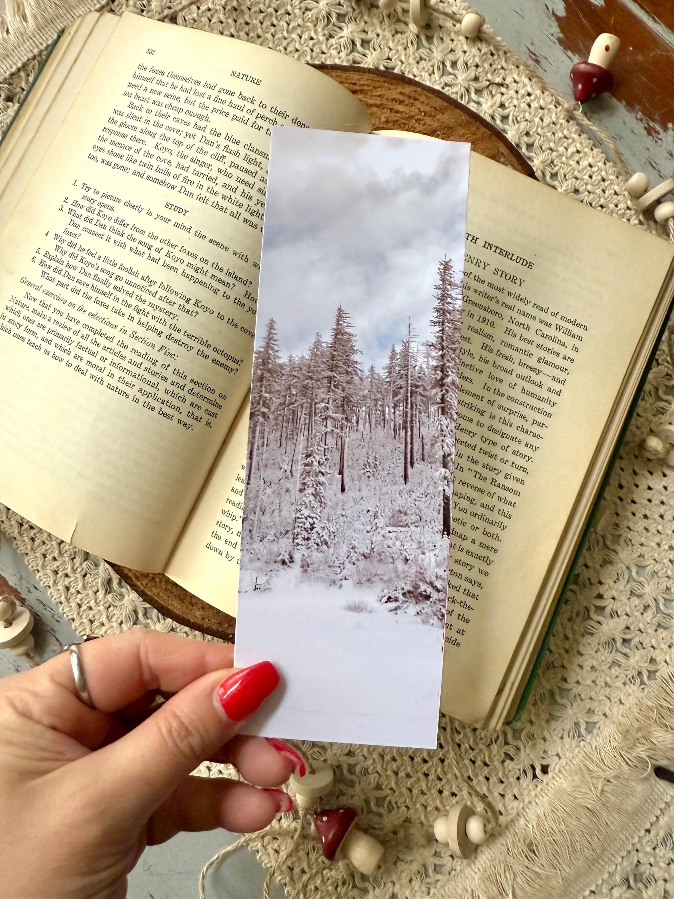 Snowy Forest Bookmark | Winter Woodland Photography | Oregon Snow Bookmark | Book Lover Gift