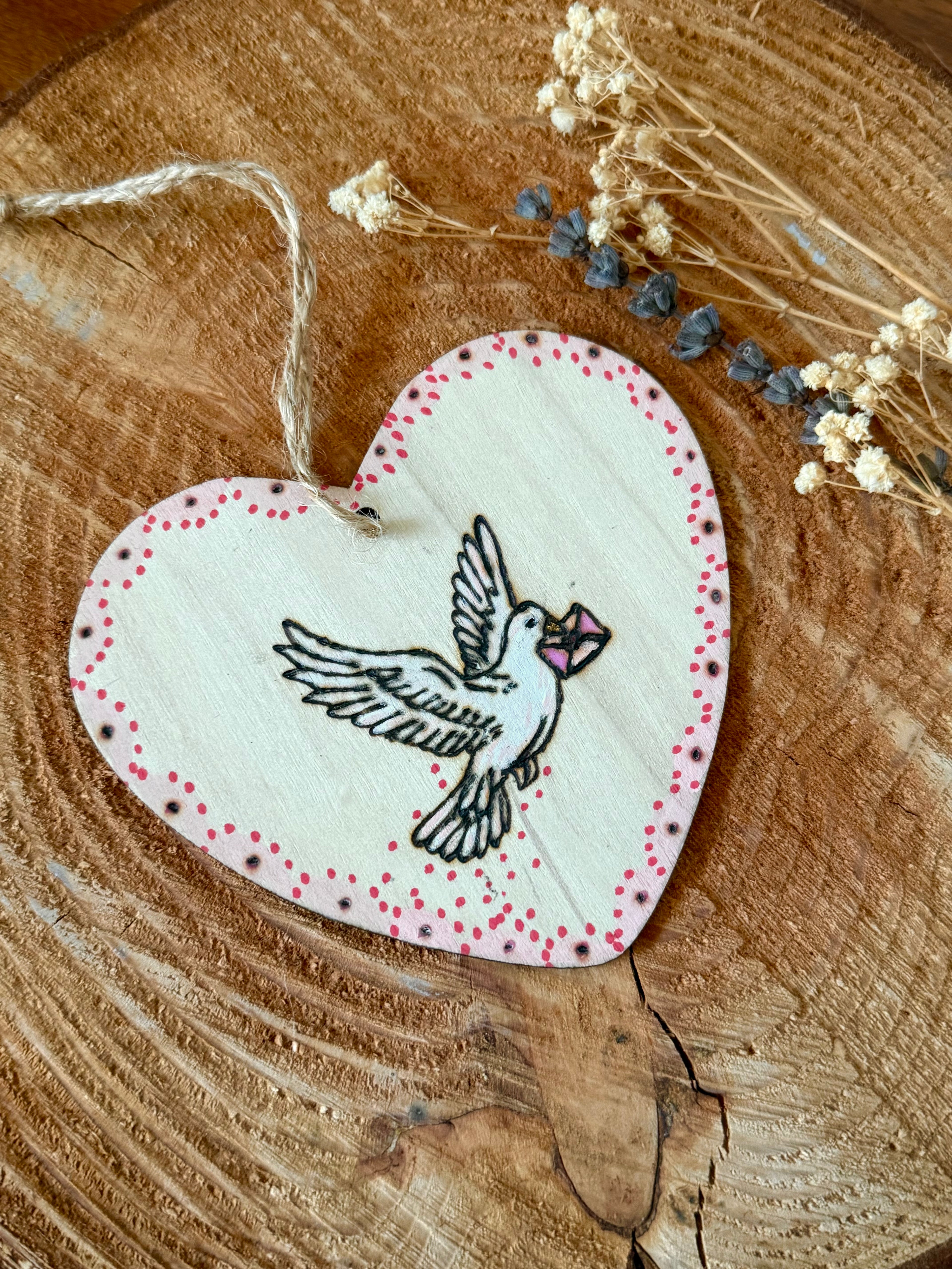 Hand Painted & Wood Burned Heart Wood Sign, Whimsical Cottagecore Decor