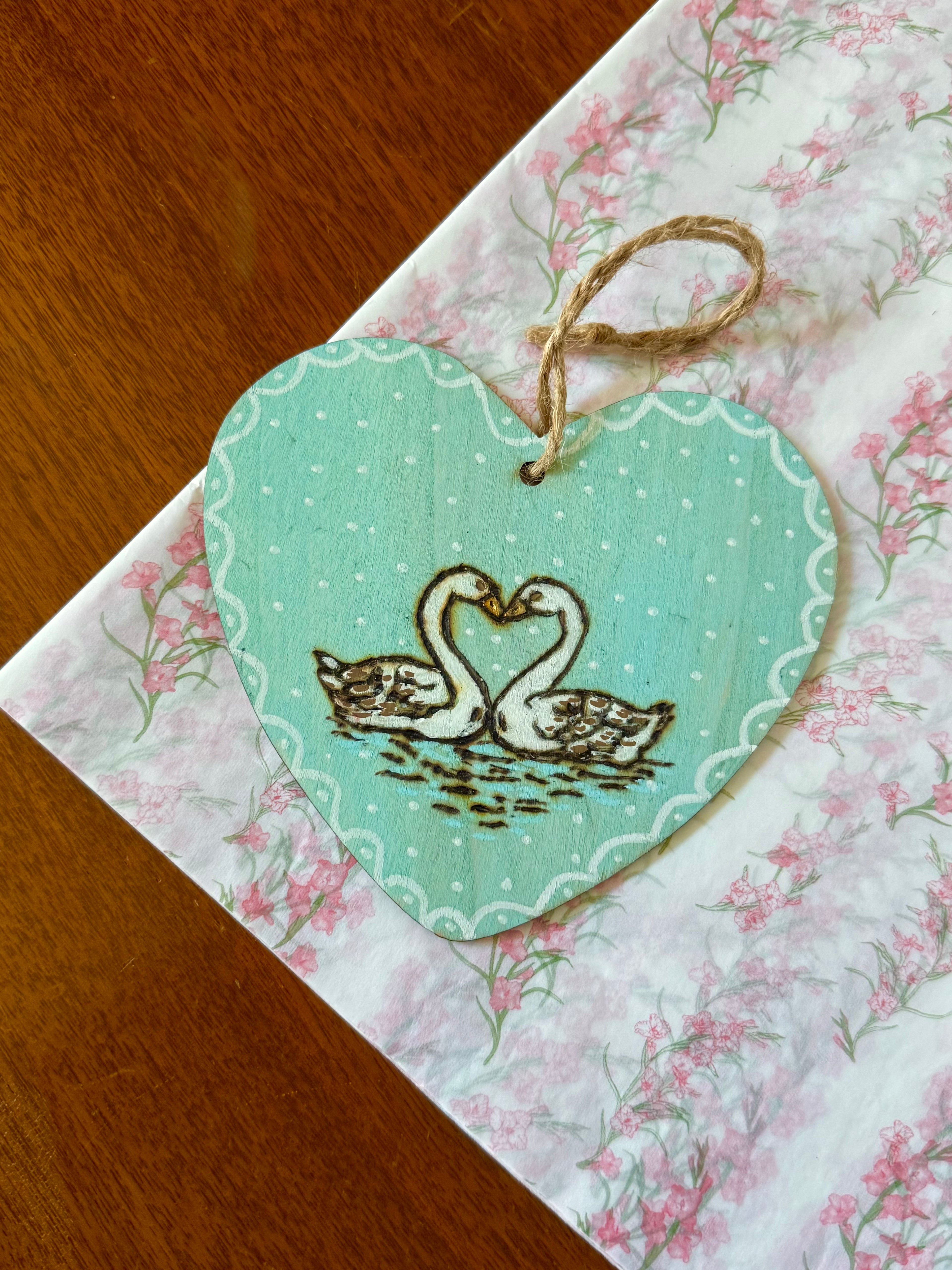 Hand Painted & Wood Burned Heart Wood Sign, Whimsical Cottagecore Decor