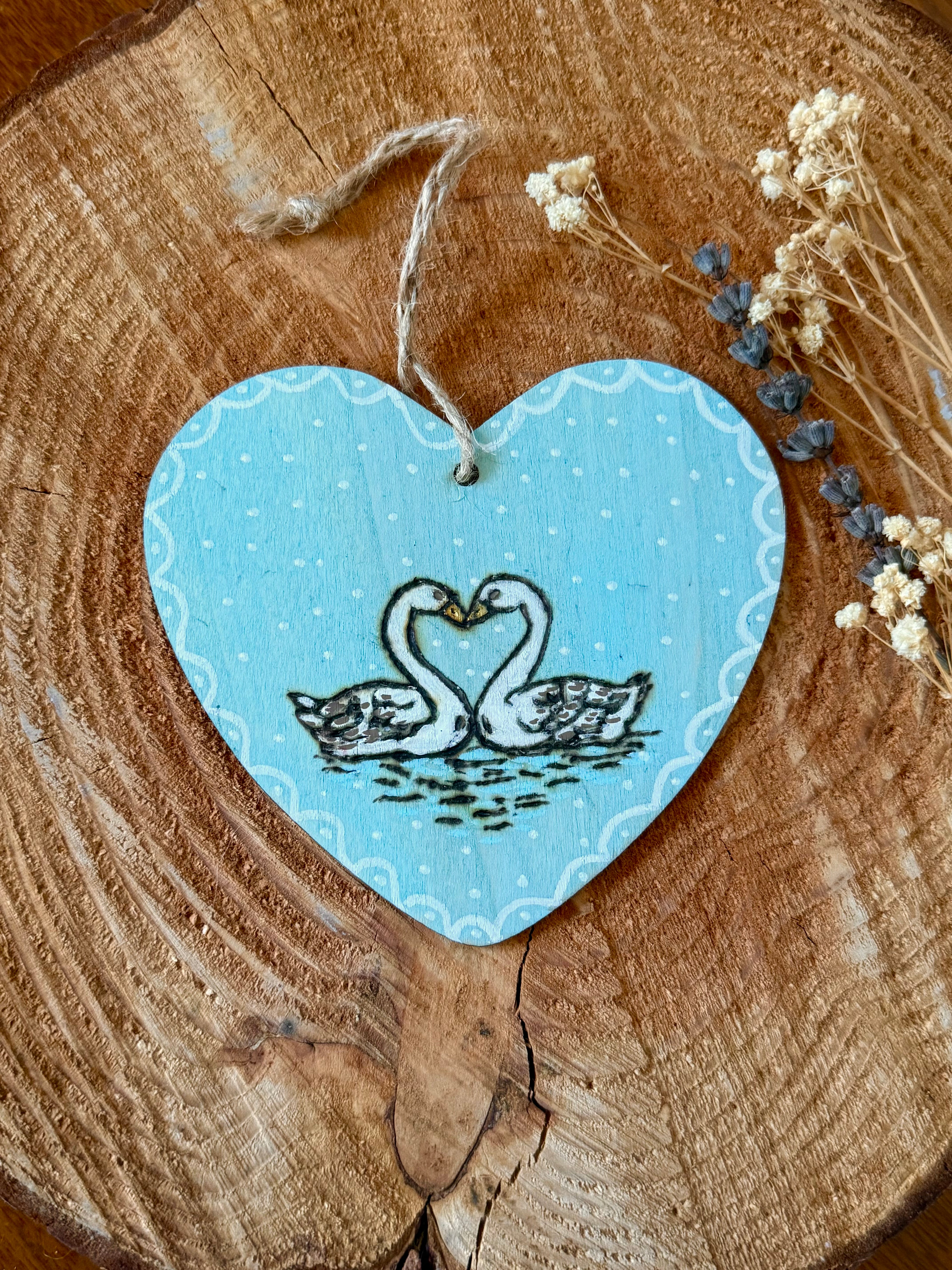 Hand Painted & Wood Burned Heart Wood Sign, Whimsical Cottagecore Decor