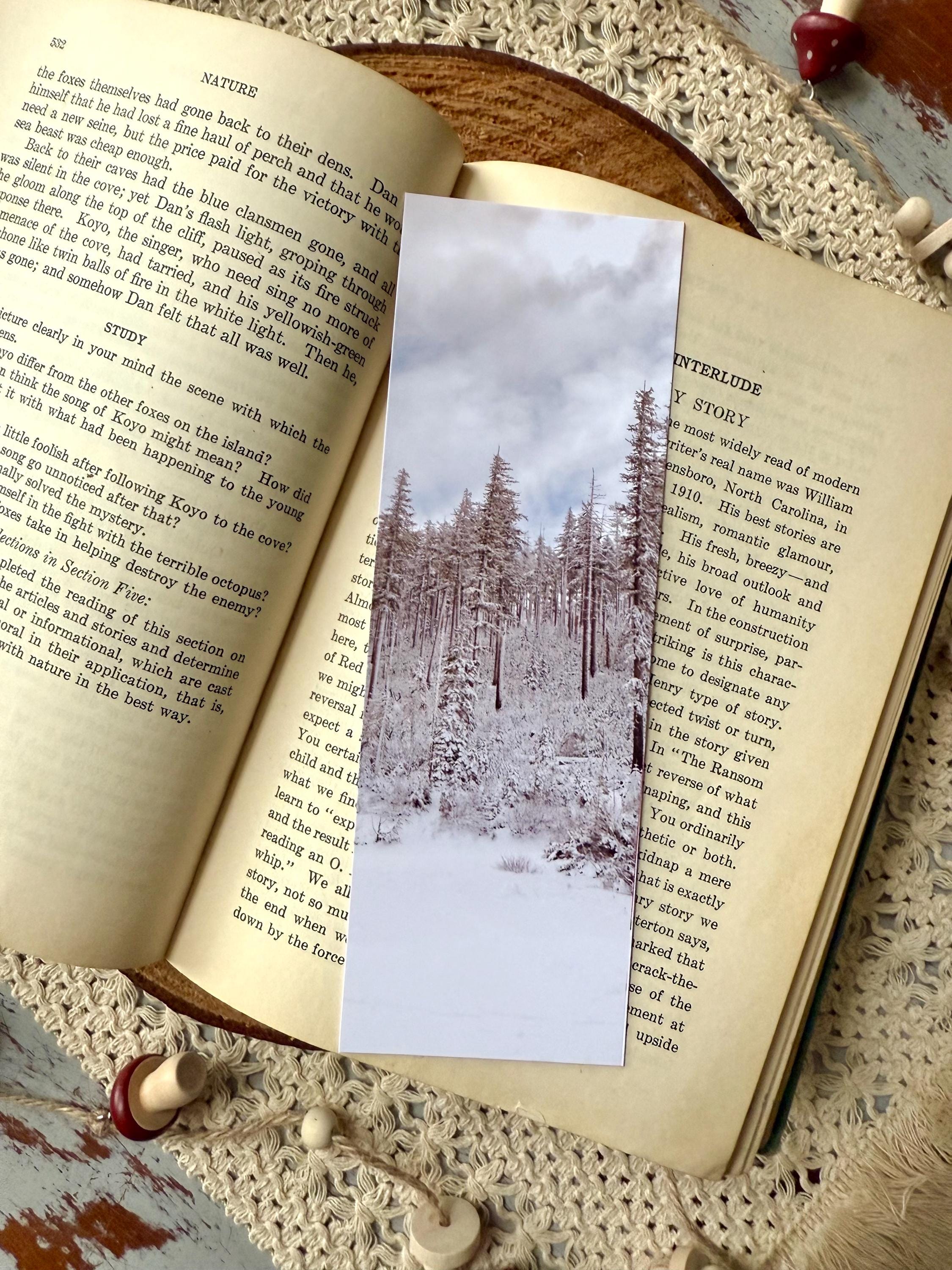 Snowy Forest Bookmark | Winter Woodland Photography | Oregon Snow Bookmark | Book Lover Gift