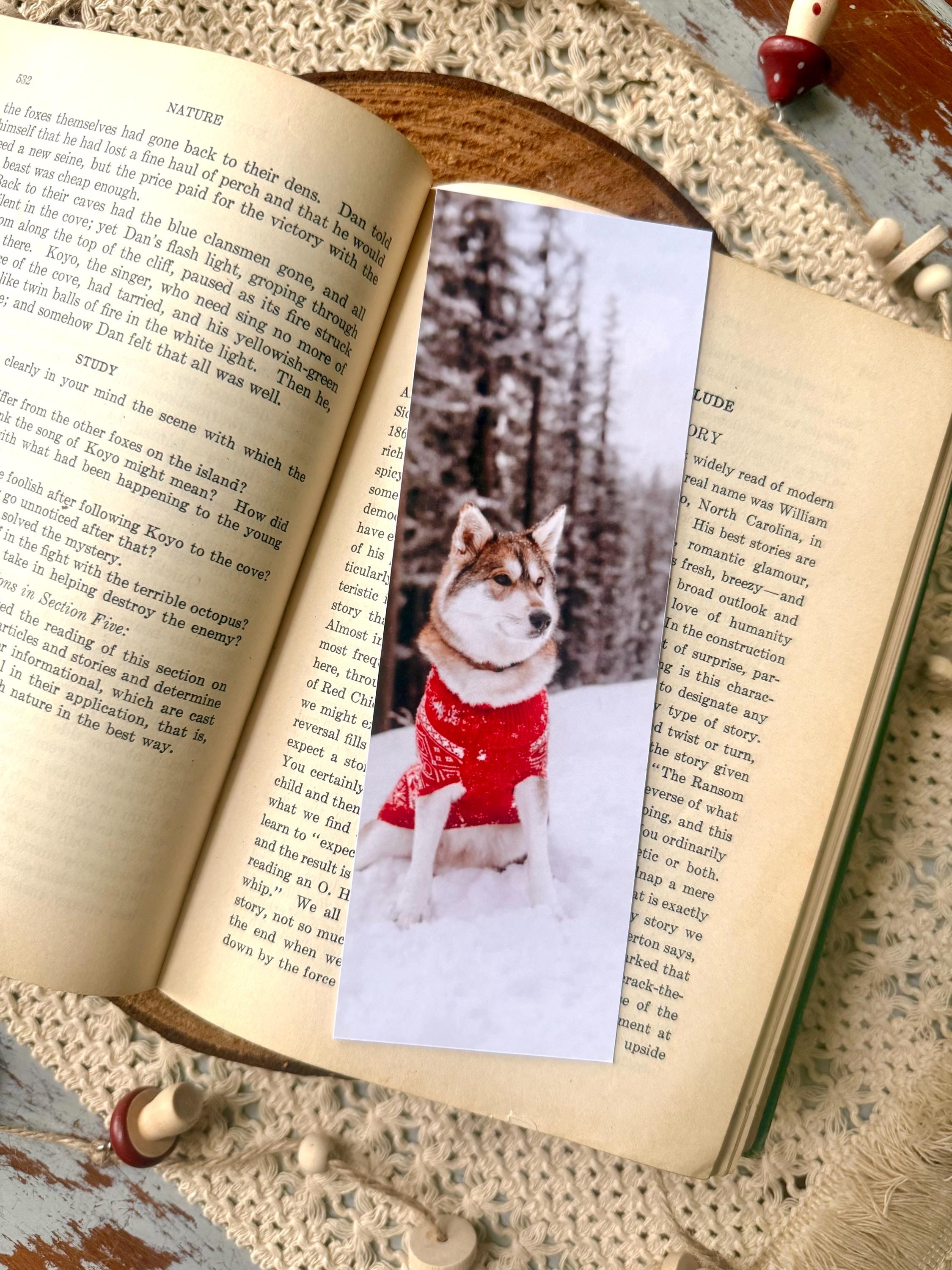 Husky Snow Bookmark | Winter Dog Photography | Husky Nova Bookmark | Book Lover Gifts, Dog Bookmarks