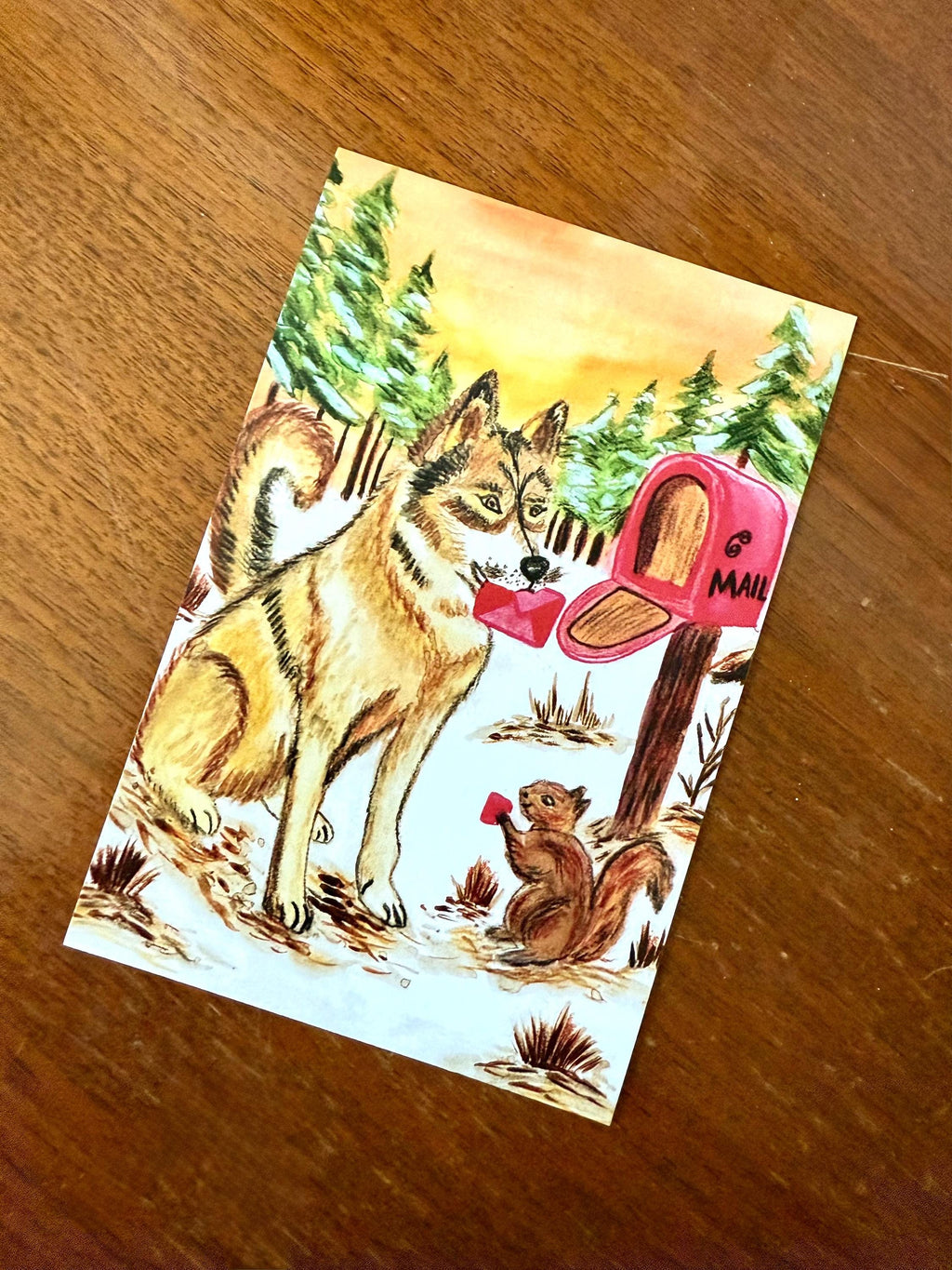 You Got Mail Postcard, Husky Valentine Postcard