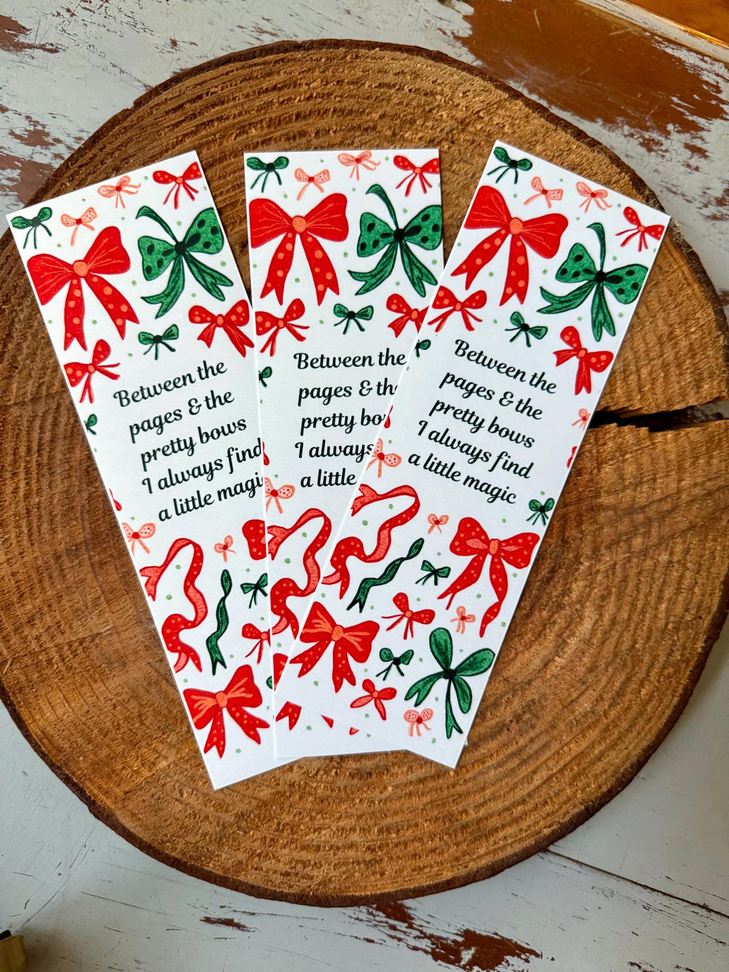 Watercolor Christmas Bows Bookmark, Whimsical Book Lover Gift